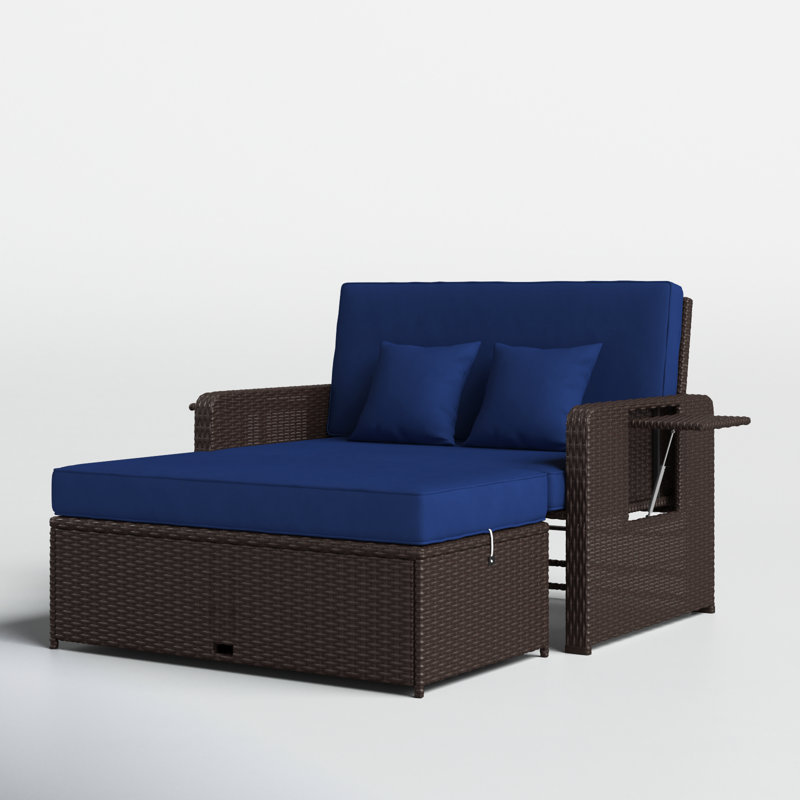 Causeuse d'extérieur avec coussins de 67 po de largeur Arianit, Bleu marine
