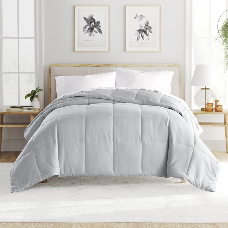 Twin Light Gray Down Alternative Microfiber Comforter Set
