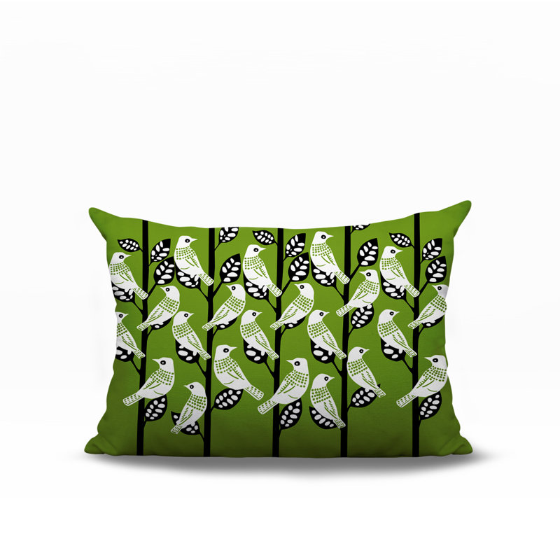 Oreiller rectangulaire réversible intérieur / extérieur Keaton Bird, Chartreuse, Rectangle H 14 po x l 20 po
