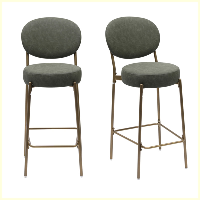 Upholstered Velvet Barstools(Set of 2), Green
