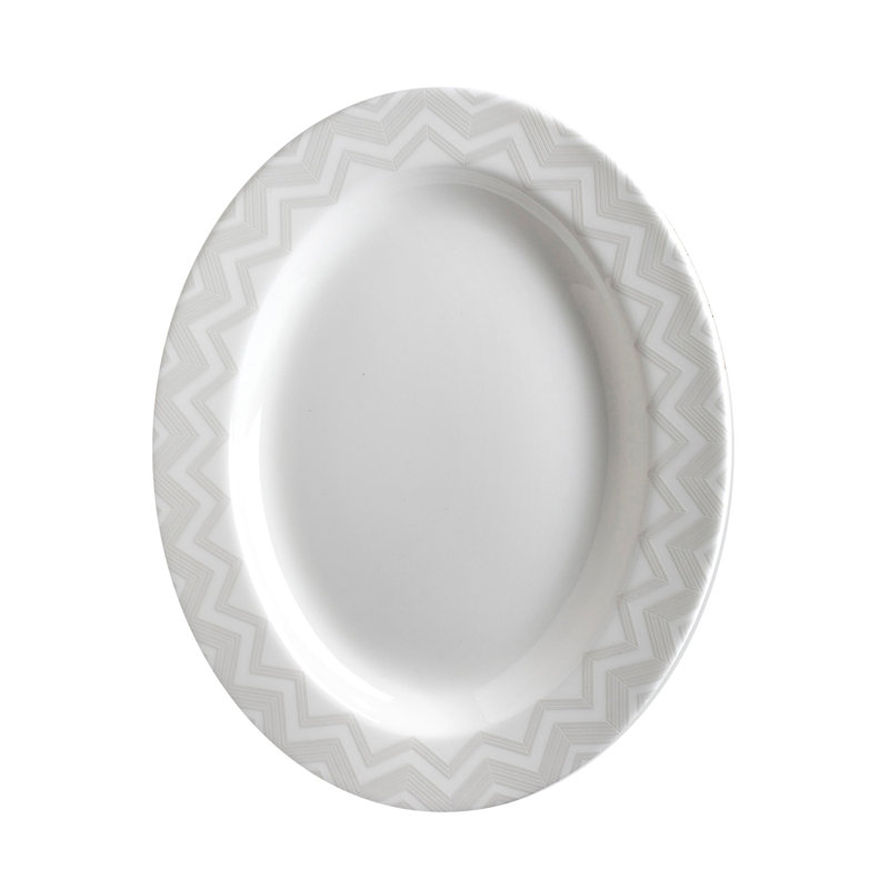 Missoni Oval Dish ZIG ZAG White Diam. 14"