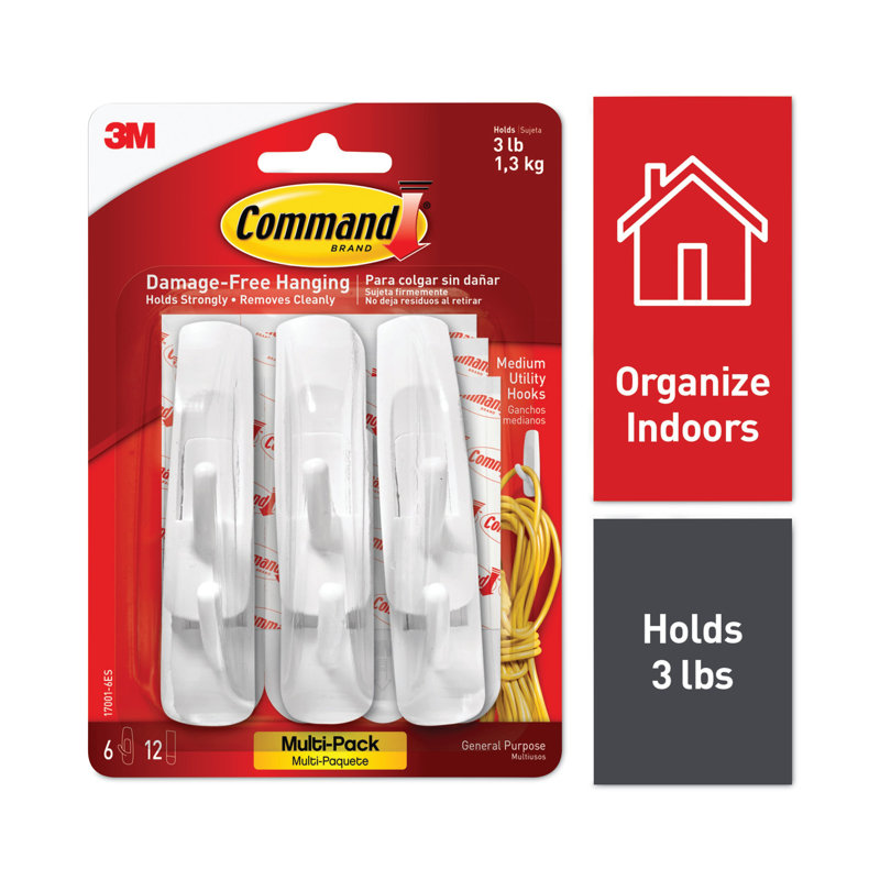 Command Medium White Plastic Utility Hooks Value Pack