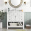 Meuble-lavabo 36 po avec lavabo supérieur, armoire de rangement moderne avec 2 portes à fermeture douce et 6 tiroirs, meuble-lavabo simple-923313280