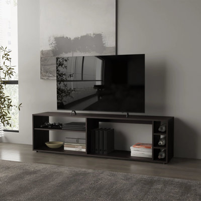 Wengue TV Stand For 70" Screen With Open Storage And Melamine Finish