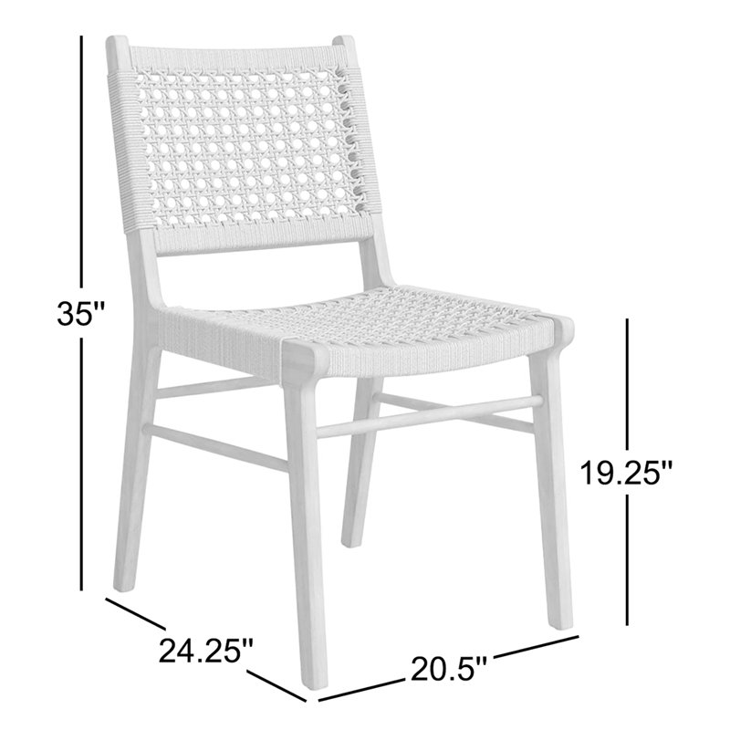 Umbria Outdoor Dining Side Chair, Washed Brown, Ivory Rope