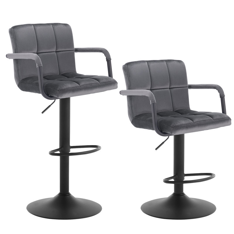 Haymark Swivel Upholstered Adjustable Height Counter Stool with Metal Frame
