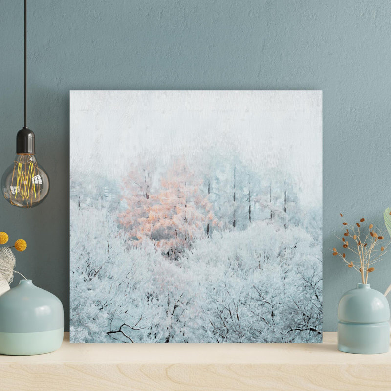 Neige dans la forêt - 1 pièce, reproduction d'impression sur toile tendue, H 32 po x l 32 po