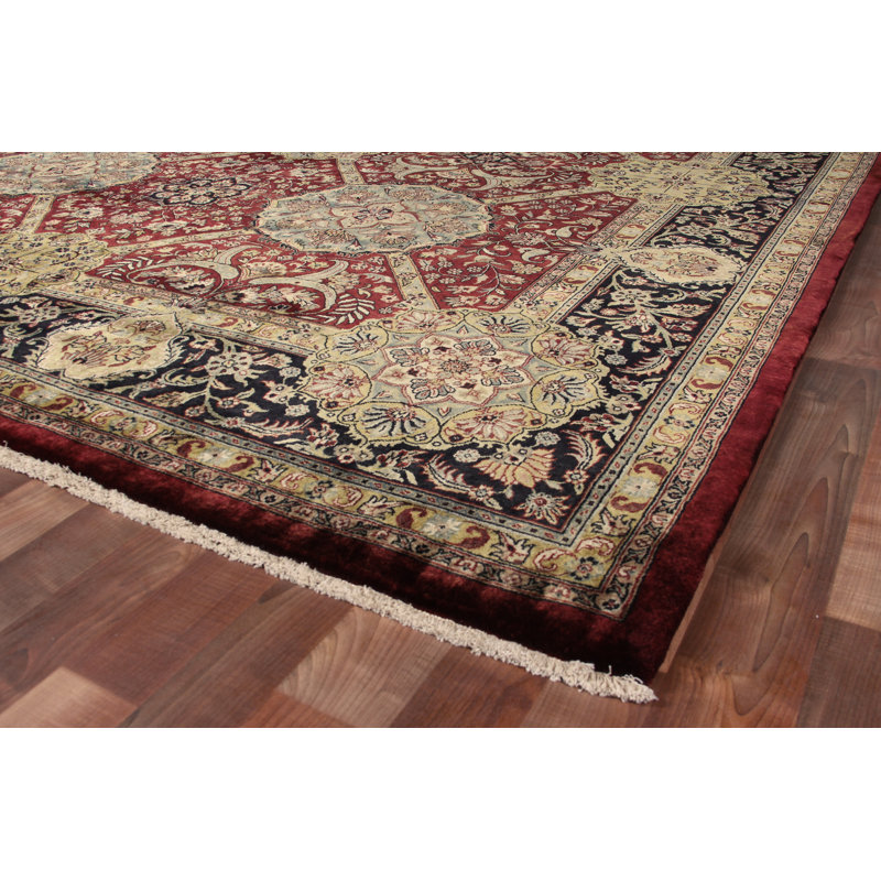 Super Lavar Wool Oriental Area Rug in Maroon/Yellow, Rectangle 3' x 8'