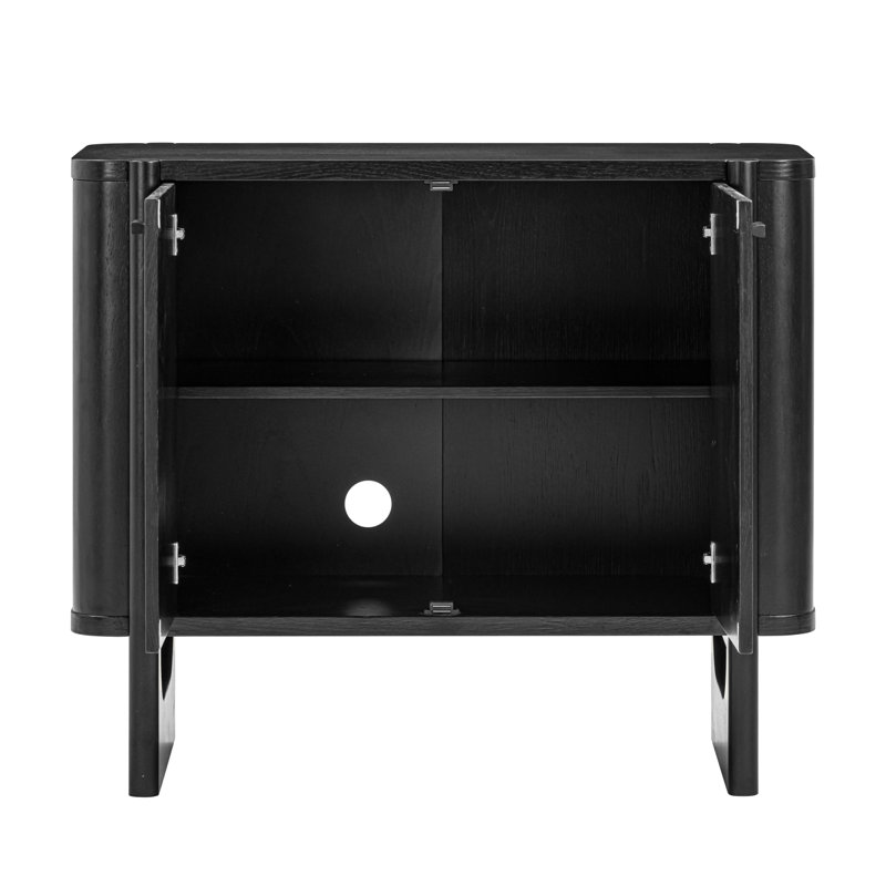 Mid-Century Modern Accent Cabinet Or TV Stand, Black, 31" H x 17"L x 111"W