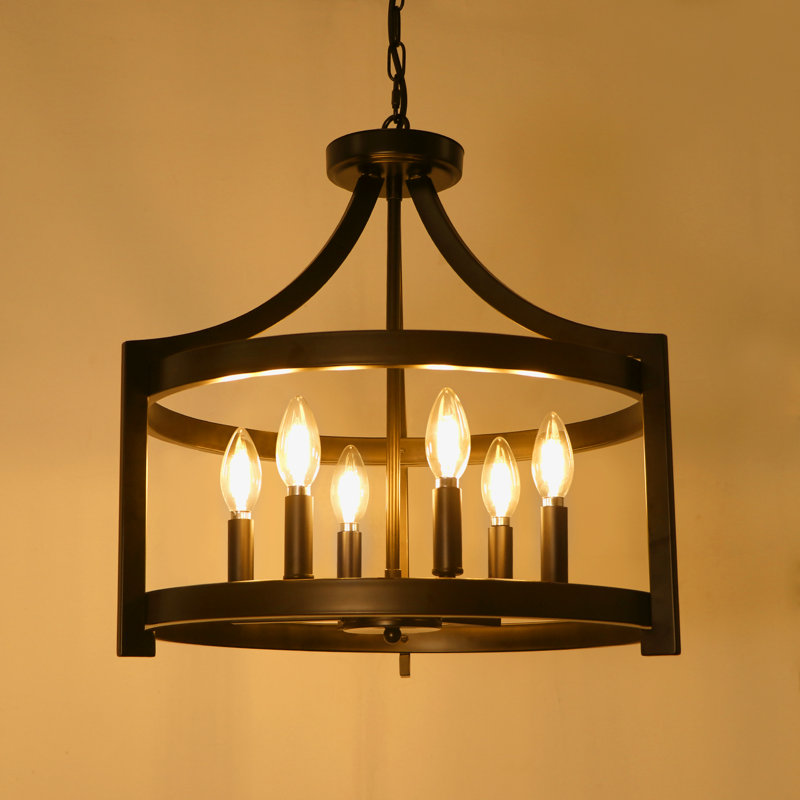 Lustre géométrique à 6 lumières Carrianna, Noir mat