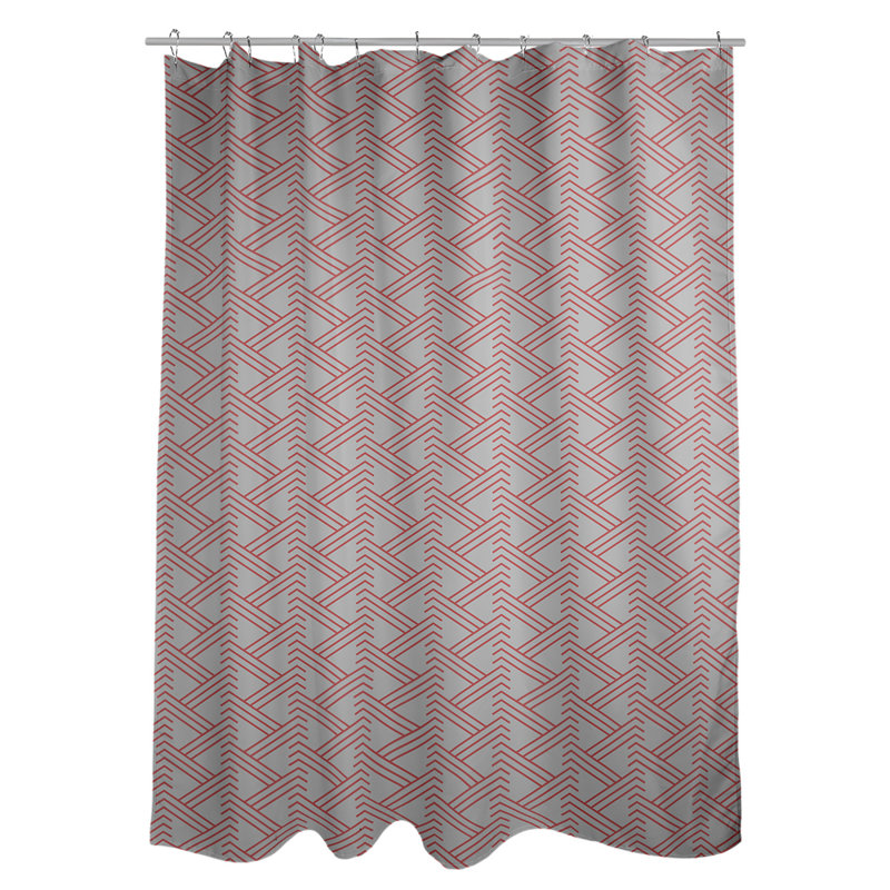 Rideau de douche simple Classic Zig Zag, Gris et rouge