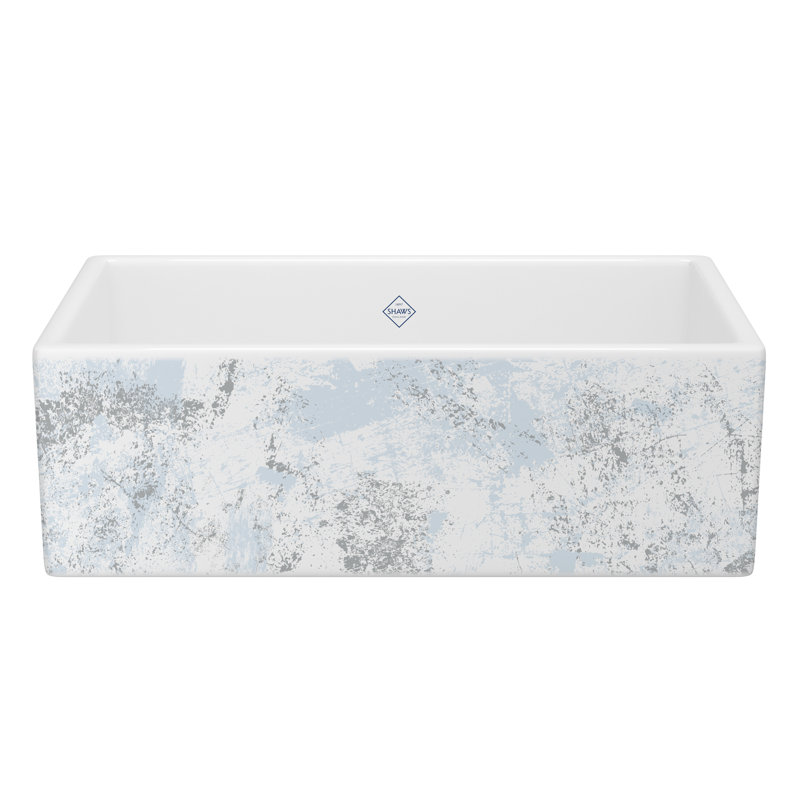 Shaker™ Front Fireclay 33" L x 18" W Farmhouse Kitchen Sink, Patina Blue/Silver