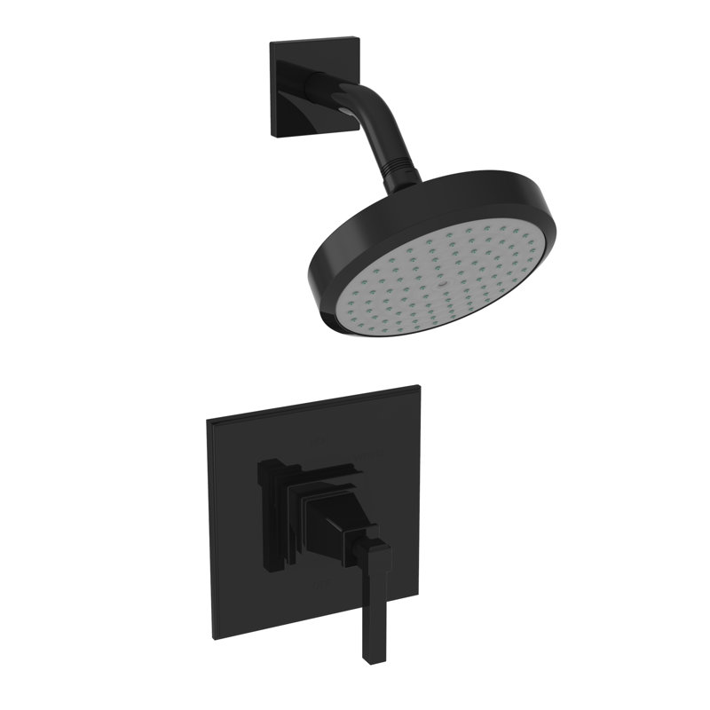 Malvina Balanced Pressure Shower Trim Set with Shower Head, Gloss Black