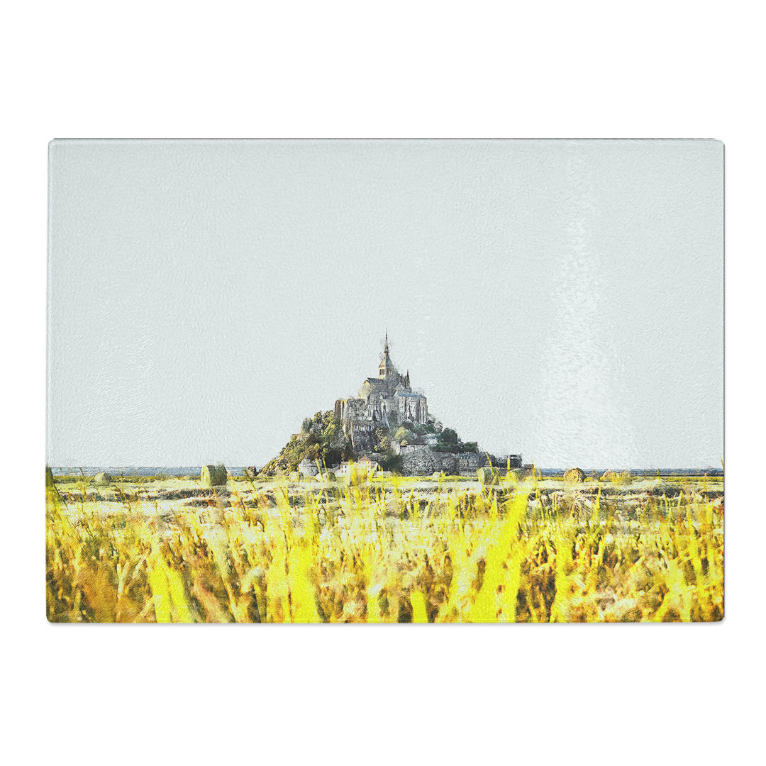 Tempered Glass View of Le Mont-Saint-Michel in Normandy Painting Chopping Board