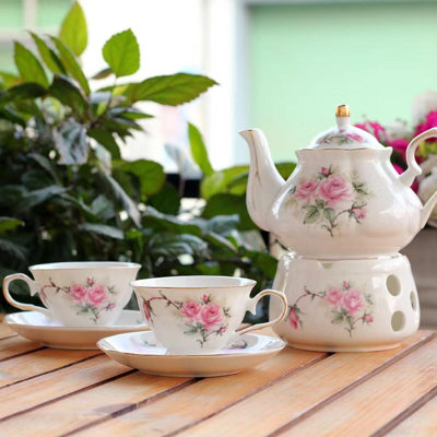 Ceramic Coffee Tea Gift Sets, European Luxury Tea Set, Suitable As A Gift For Mother's Day, Birthday, Christmas, And Gatherings (Elegant Camellia)