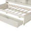 Structure de lit de jour simple blanc crème avec buffet, tiroirs et station de charge intégrée, rangement latéral, moyeu-47253360