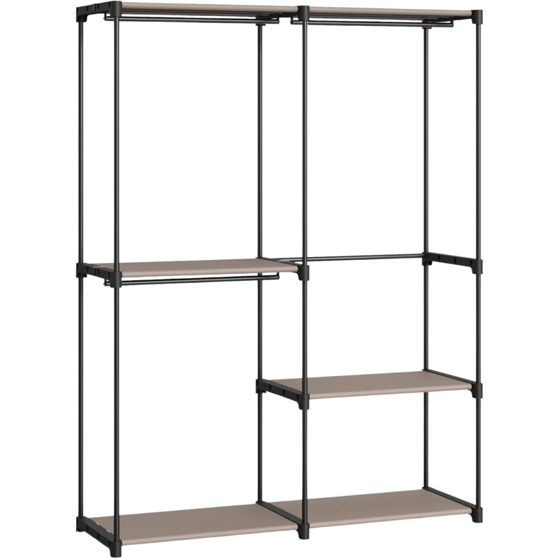 Anghel Industrial Rustic Open Wardrobe Garment Rail With Storage Shelves