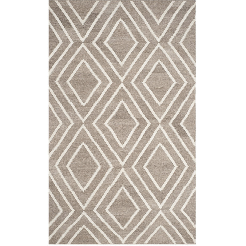 Tapis gris en viscose / laine tissé à la main Shryock, Rectangle 4pi x 6 pi
