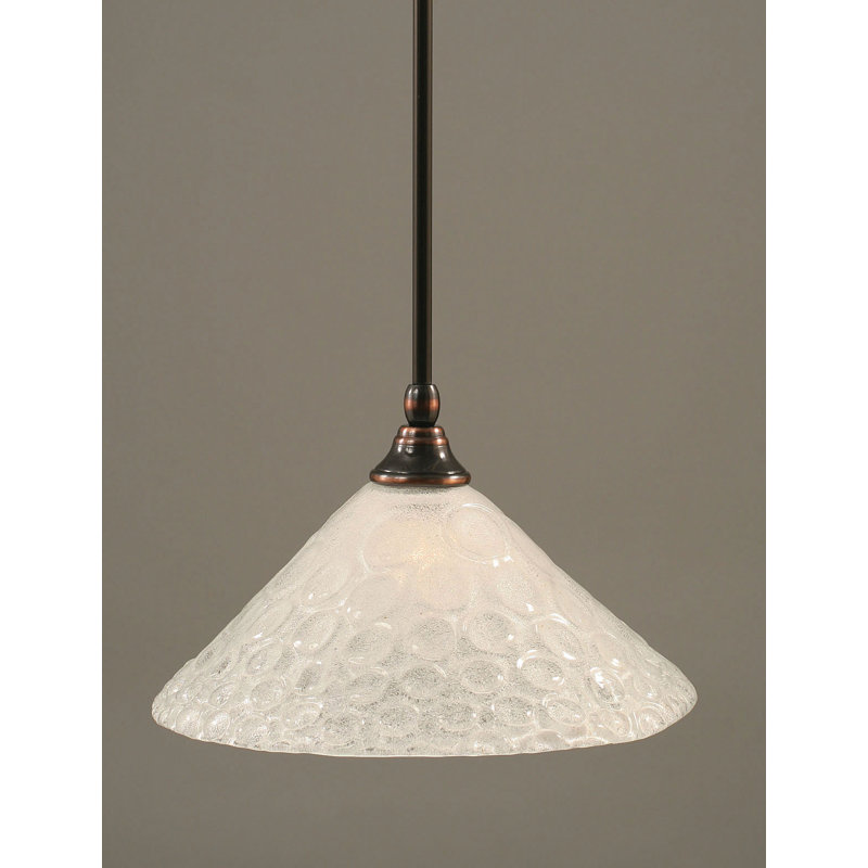 Stem Hung Mini Pendant With 12" Italian Bubble Glass, Black Copper
