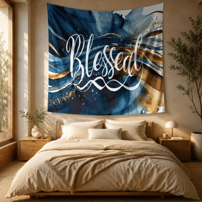 Thanksgiving Blessed script designs Wall Tapestry