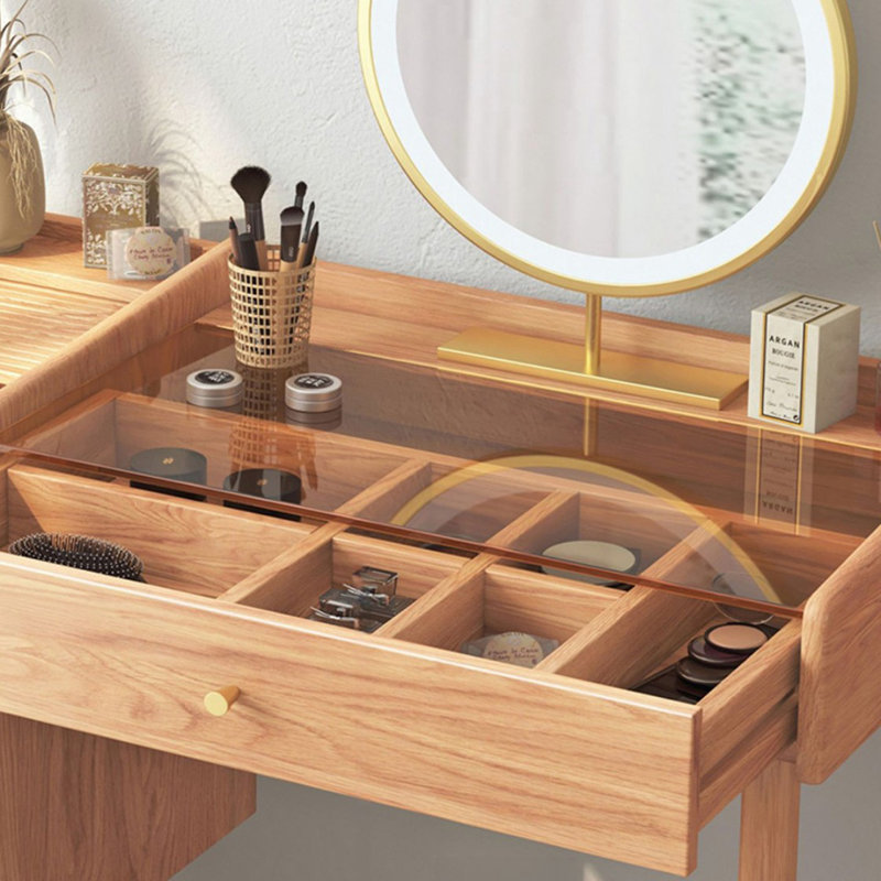 Coiffeuse de maquillage avec miroir lumineux, 1 tiroir
