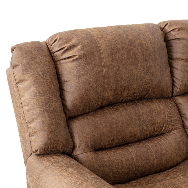 67" Wide Classic and Upholstered Soft Faux Leather Manual Reclining Loveseat Sofa, Brown