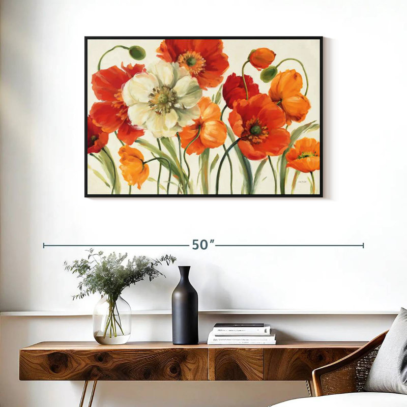 Mélodie des coquelicots, Cadre flottant noir, 37 po x 25 po