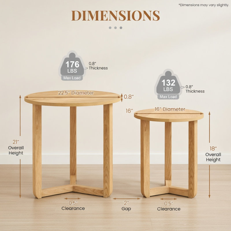 Ensemble de 2 tables basses gigognes Hommoo, Natural
