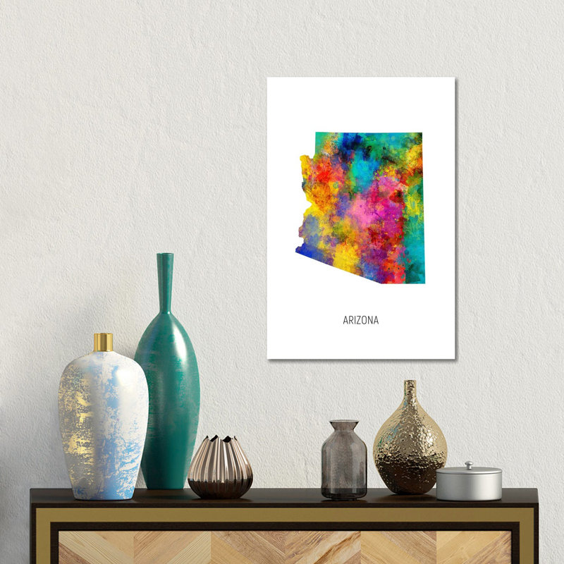 Arizona Map by Michael Tompsett - Gallery-Wrapped Canvas Giclée on Canvas, 30.48 cm H x 45.72 cm W, Wrapped Canvas