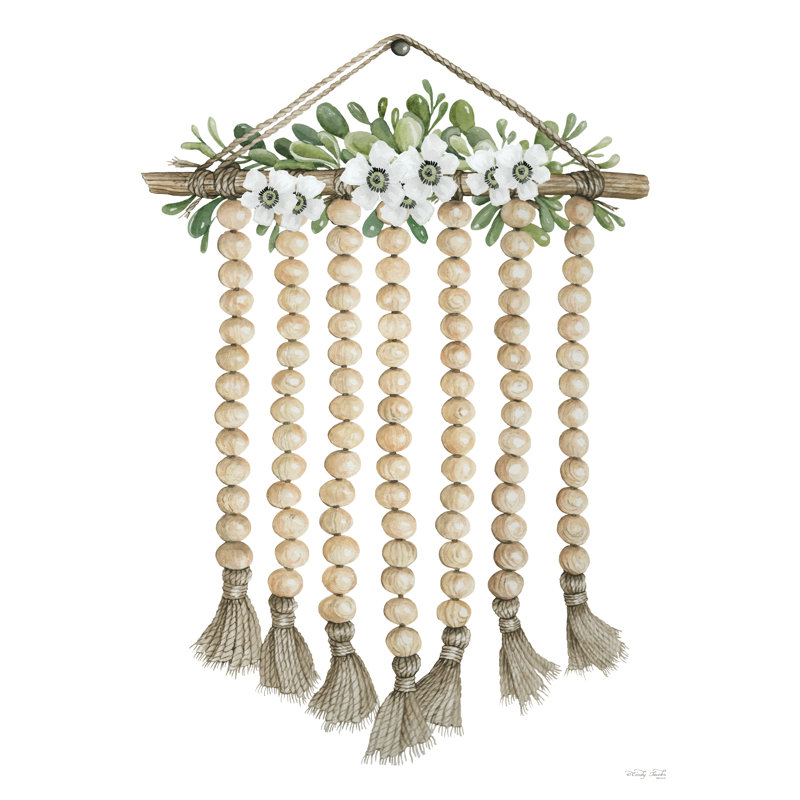 Coquelicots et perles sur toile, H 12 po x l 8 po