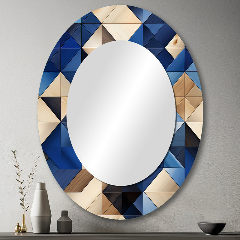Staudt - Miroir mural ovale bleu, 43 po x 33 po