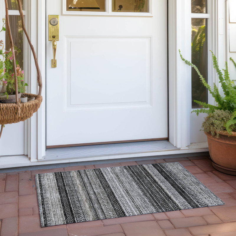 Striped Indoor / Outdoor Rug, Rectangle 1'8" x 2'6"