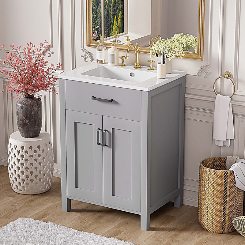 Meuble-lavabo 24 po avec lavabo en céramique 24 po et 2 portes