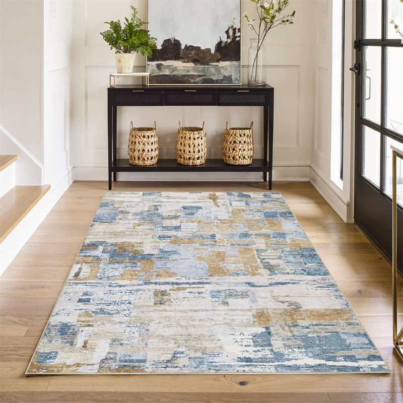 Tapis ultra-doux lavable à la machine Artisanab Abstract, Rectangulaire 8 pi x 10 pi