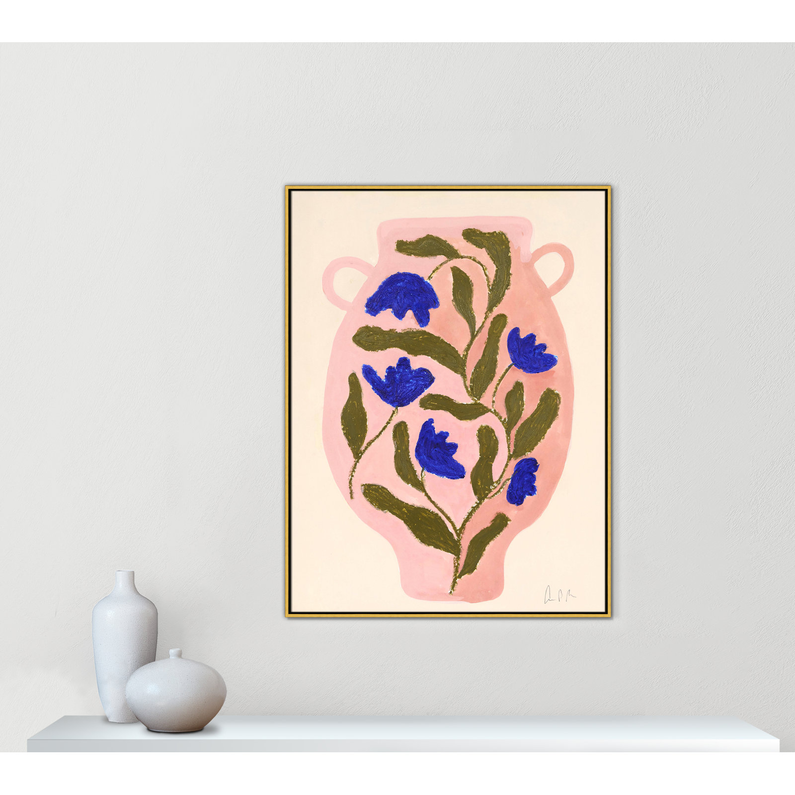 Vase No. 01 Print by Camilla Bergqvist, 49.5" H x 37.5" W, Gold