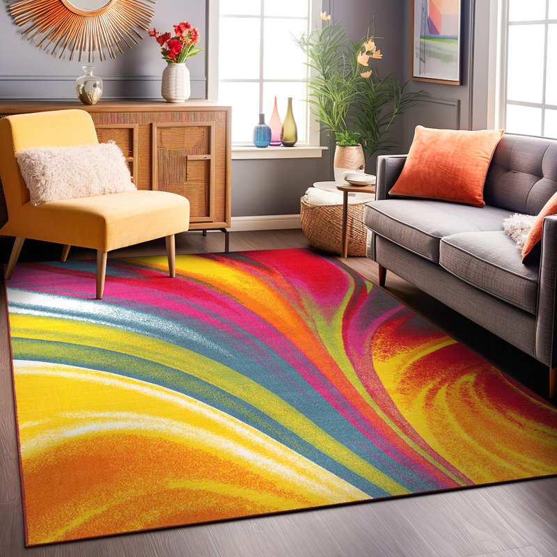 Tapis touffeté à motif abstrait Akieba, Rectangle 5 pi 3 po x 7 pi 3 po