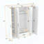 Garde-robe 4 portes avec tiroir, tablettes et rail suspendu, design moderne