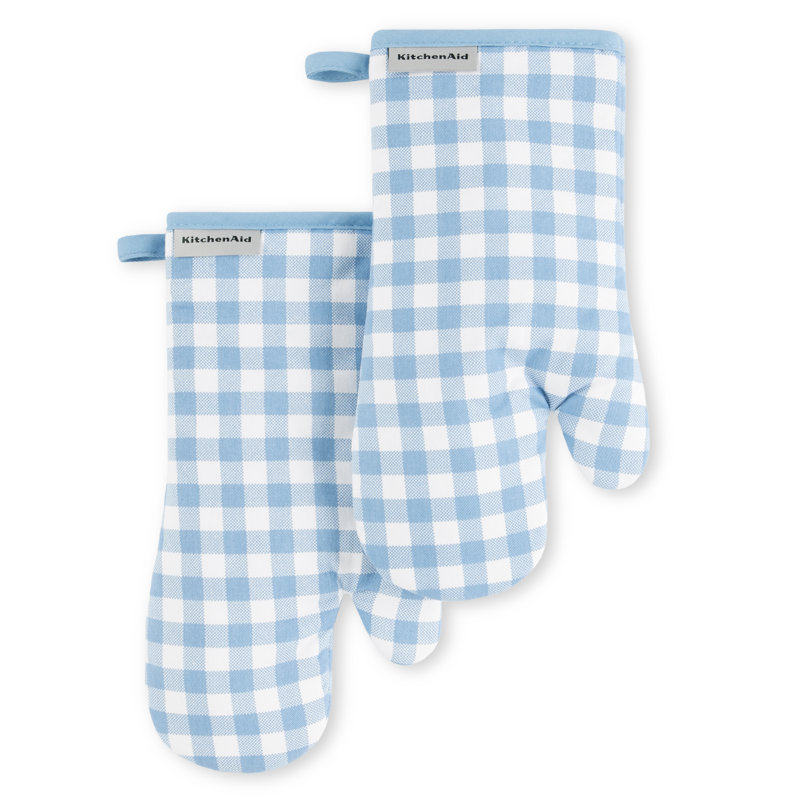 Ensemble de 2 gants de cuisine KitchenAid Gingham, 7 po x 13 po, Bleu