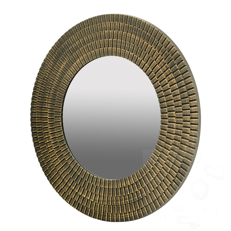 Round Accent Mirror With Woven Texture