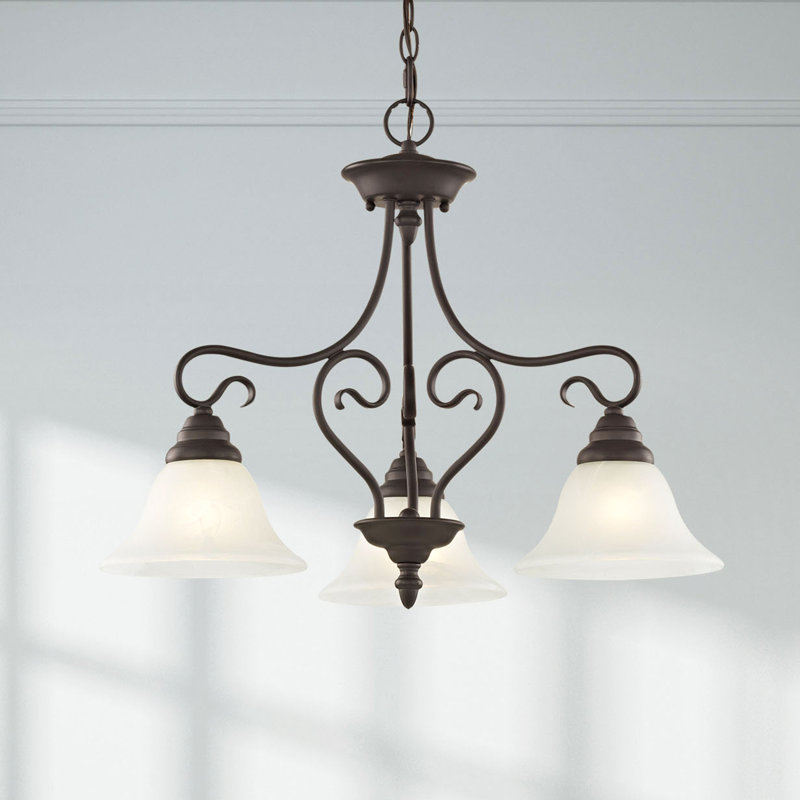 Lustre classique / traditionnel à 3 lumières Aquala, Bronze