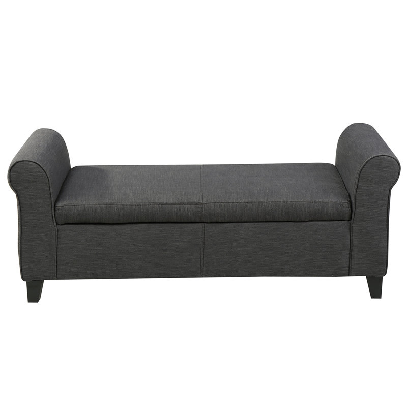 Banc de rangement rembourré Aisyah,  Tissu gris