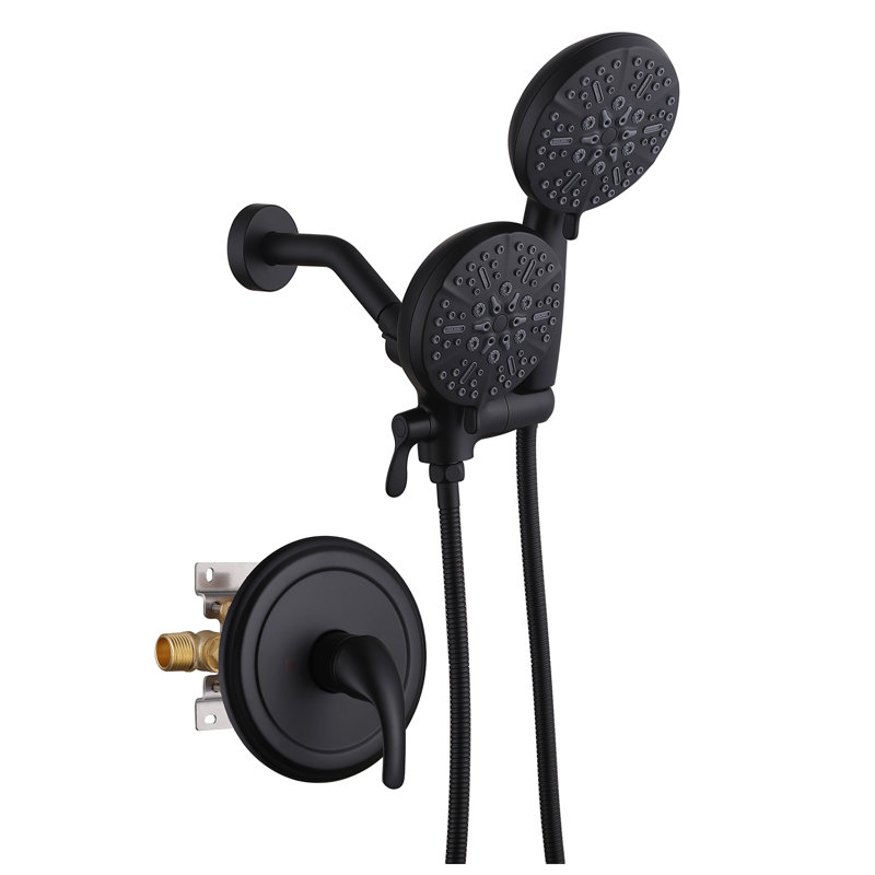Ensemble de douche encastrée en laiton Weshe, Noir mat