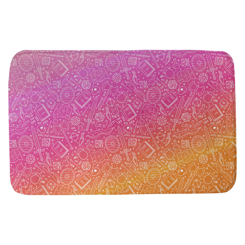 Tapis pour salle de bain rpg Leffel, l 17 po x L 24 po, Rose / dégradé orange