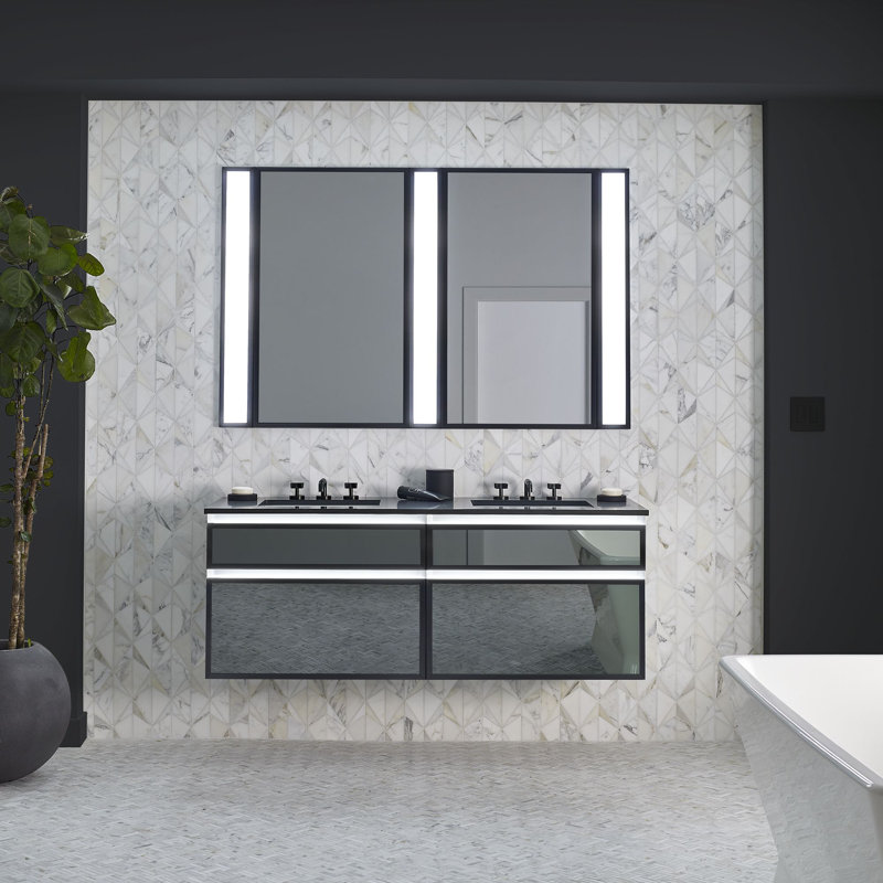 Profiles Framed 30" Bathroom Vanity Base Only, No, Plumbing Drawer, Matte Grey/Matte Gold