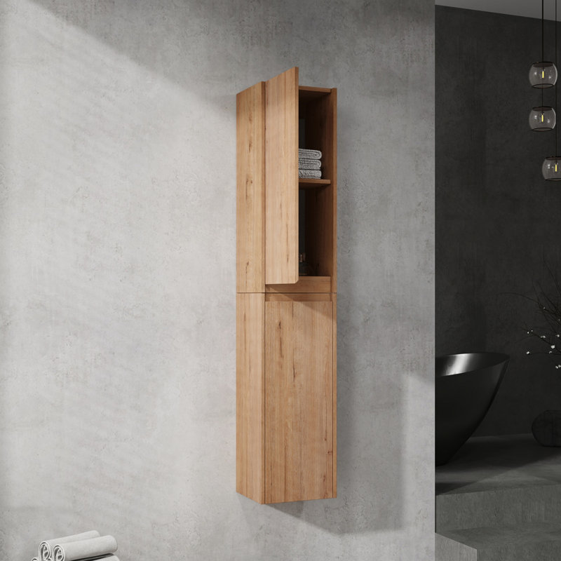 12" Bathroom Side Cabinet, Imitative Oak