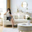 Canapé modulaire 60 pouces 2 places, canapé modulaire en tissu Comfort Teddy, assise douce avec 2 coussins pour le salon, la chambre à coucher, le bureau, blanc-1528907930