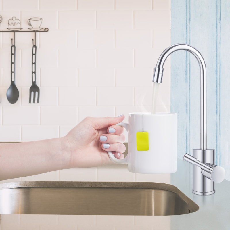 Système de distribution d'eau chaude instantanée ASH110, robinet à deux poignées avec réservoir sous l'évier, Nickel brossé