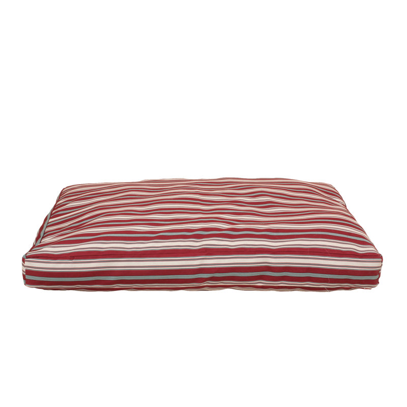 Medium Red Striped Polyester Outdoor Pet Bed