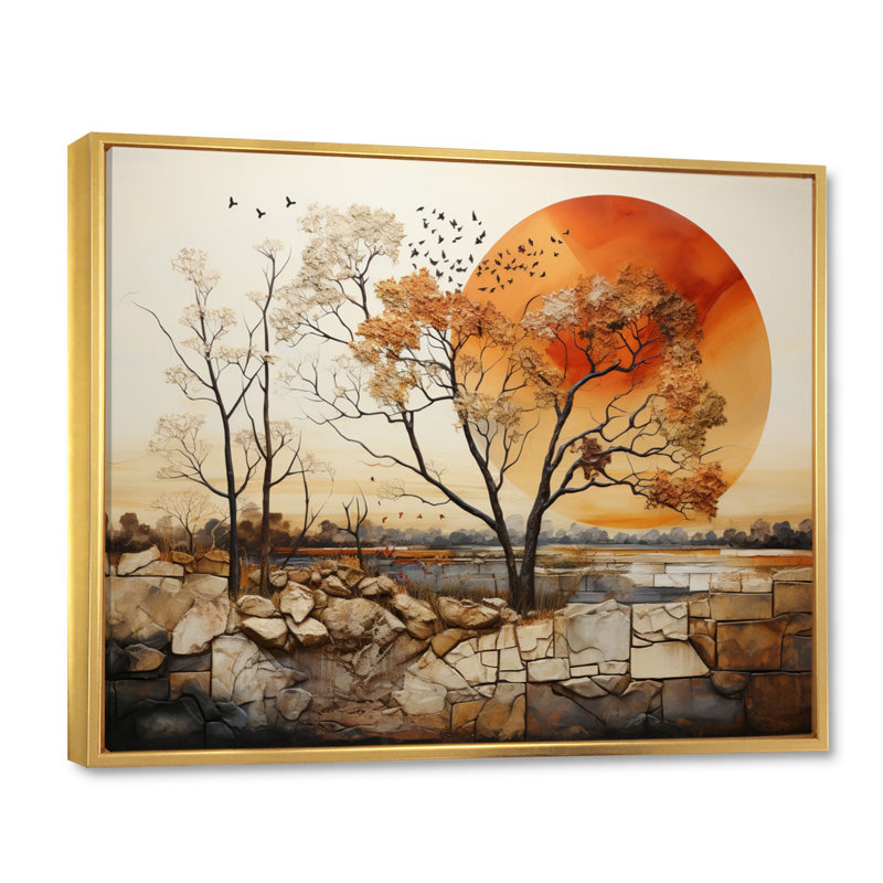 Baobab harmonie I - impression, H 30 po x l 40 po x P 1,5 po, Cadre flottant doré
