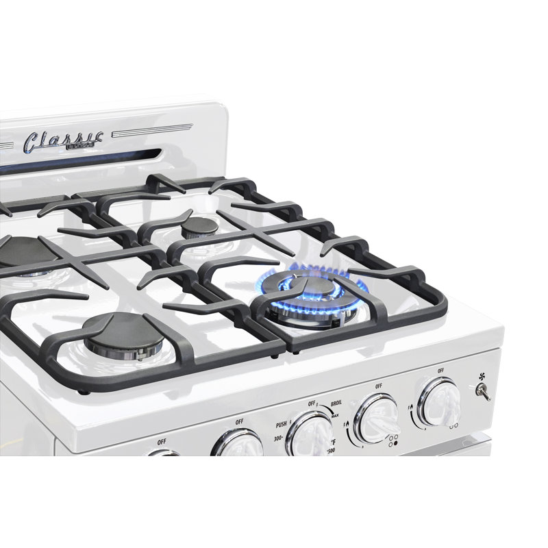 Classic Retro 24" 4 burner 2.9 cu. ft. Freestanding Gas Range with Convection Oven, Marshmallow White